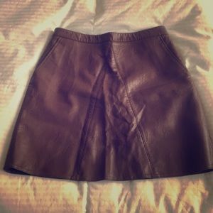 Zara basic brown faux leather skirt size M